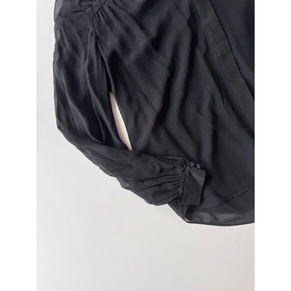 DVF DIANE VON FURSTENBERG Lane Black Silk Chiffon Blouse, Size 4 - Picture 10 of 16